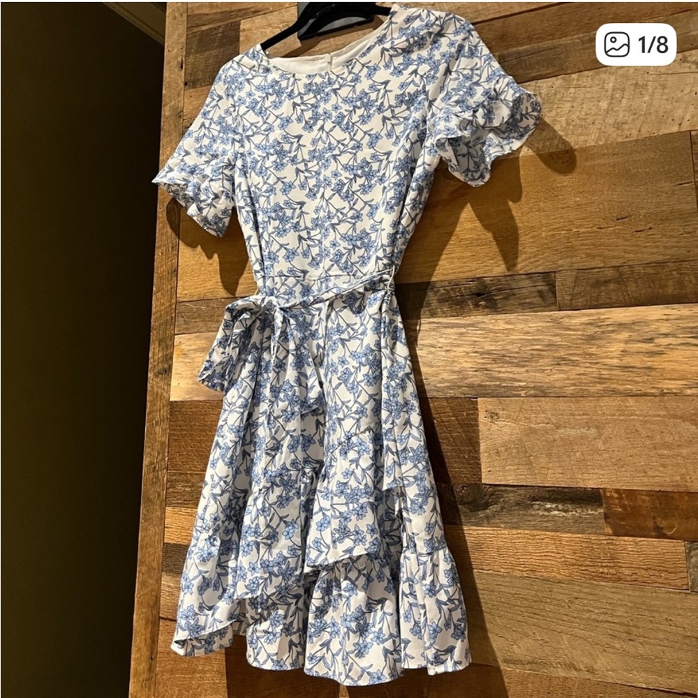 Banana Republic Asymmetrical Blue and White Dress